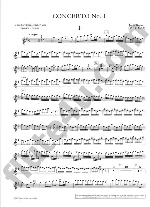 Baston, J :: Concerto No. 1 in G Major