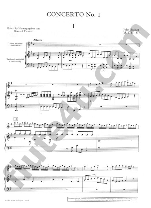 Baston, J :: Concerto No. 1 in G Major