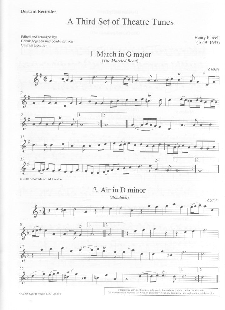 Purcell, H :: A Third Set of Theatre Tunes