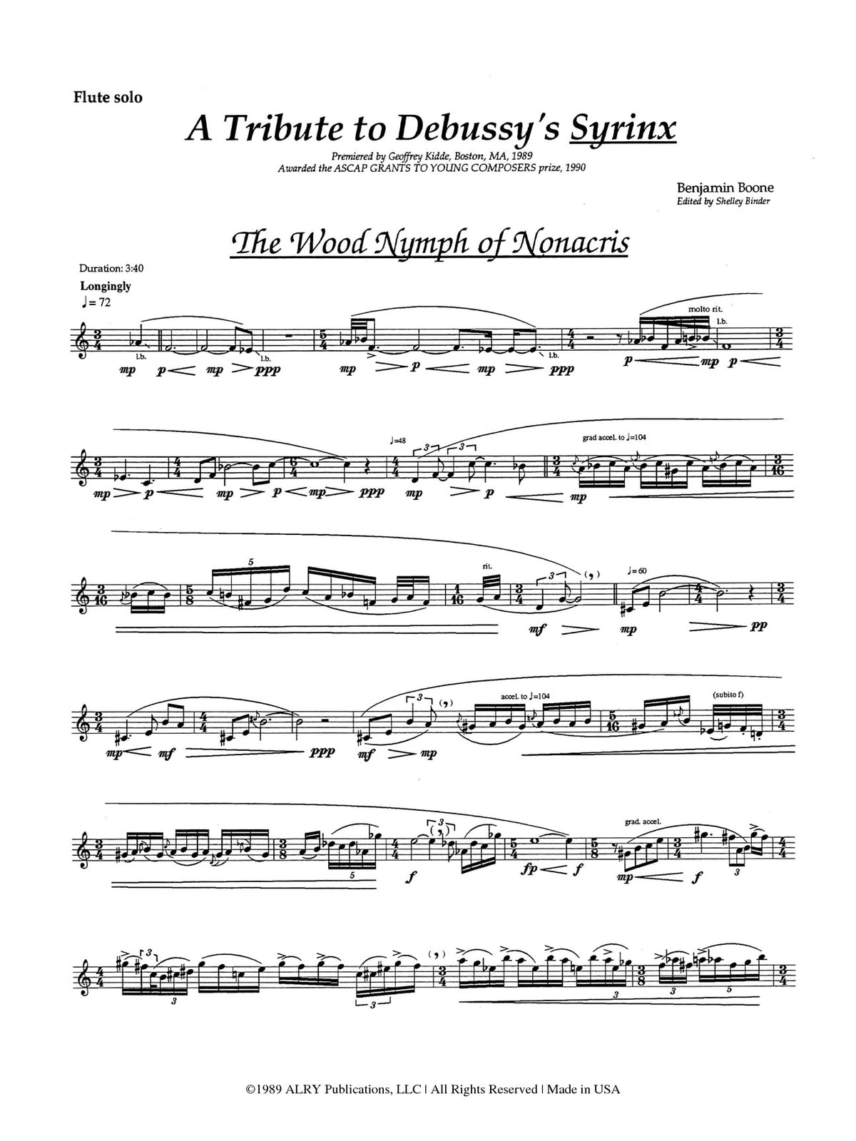 Boone, B :: A Tribute to Debussy's Syrinx