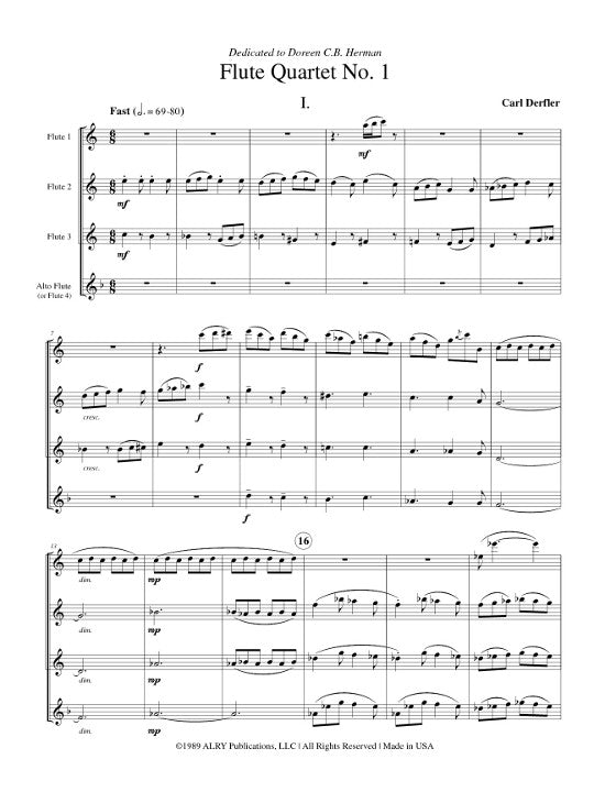 Derfler, C :: Flute Quartet No. 1