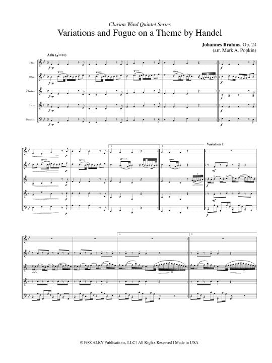 Brahms, J :: Variations and Fugue on a Theme of Handel op. 24