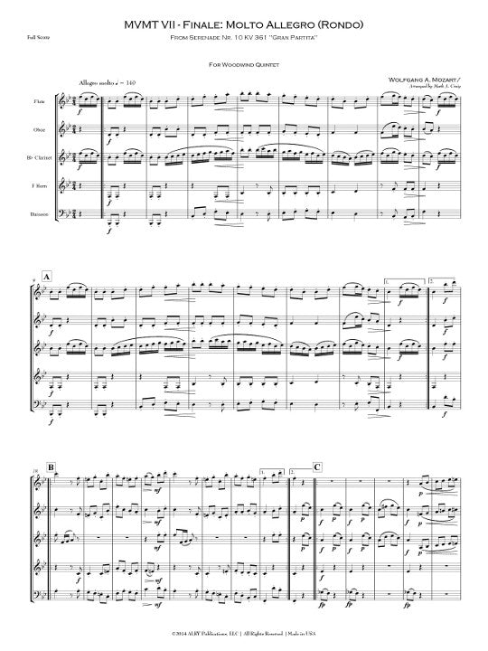 Mozart, WA :: Rondo from Serenade No. 1 - KV 361 'Gran Partita'