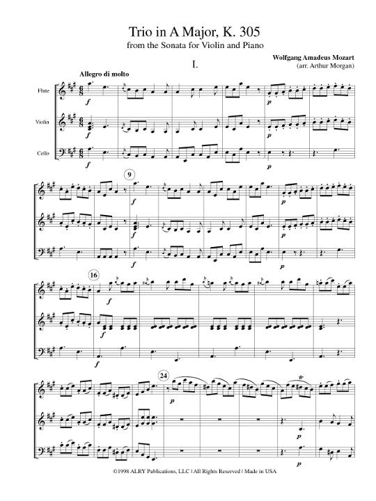 Mozart, WA :: Trio in A Major, KV305