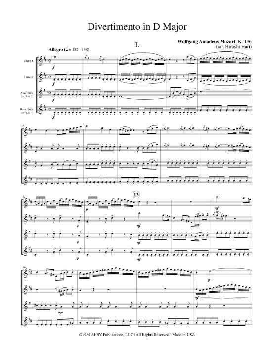 Mozart, WA :: Divertimento in D Major, K. 136