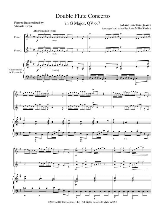 Quantz, JJ :: Double Flute Concerto in G Major QV 6:7