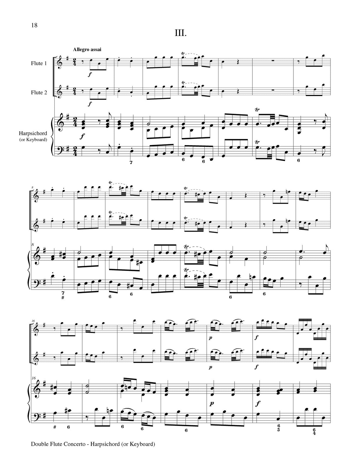 Quantz, JJ :: Double Flute Concerto in G Major QV 6:7