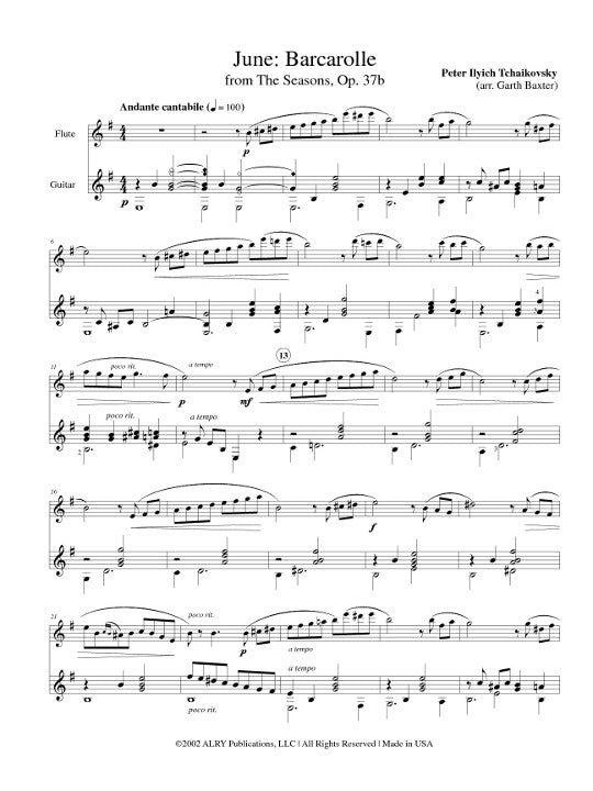 Tchaikovsky, PI :: June: Barcarolle