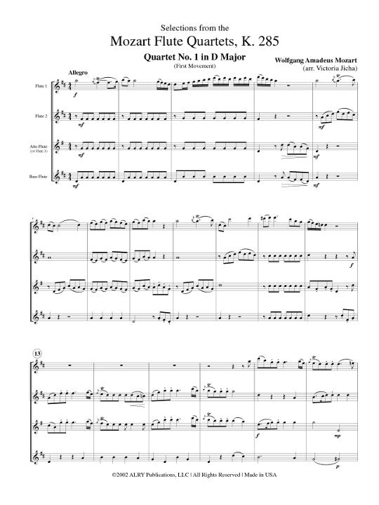 Mozart, WA :: Selections from the Mozart Flute Quartets