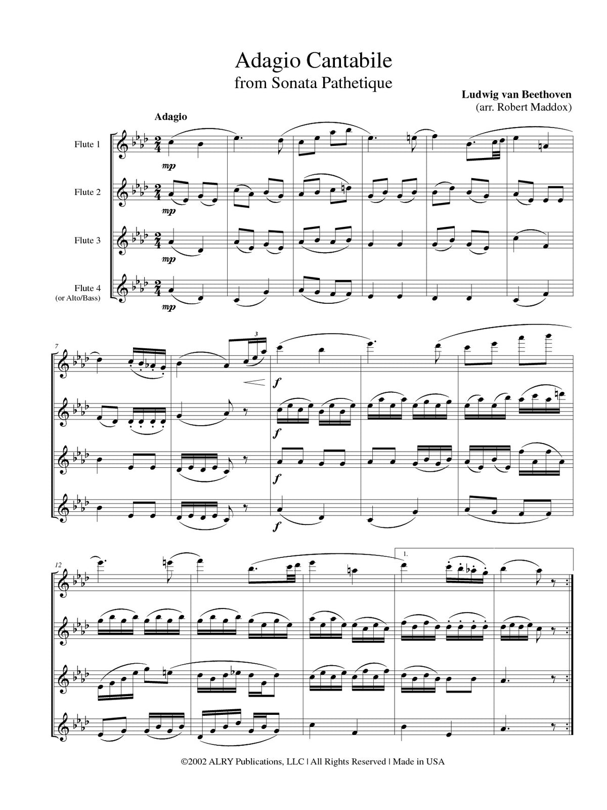 Beethoven, L :: Adagio Cantabile from 'Sonata Pathetique'