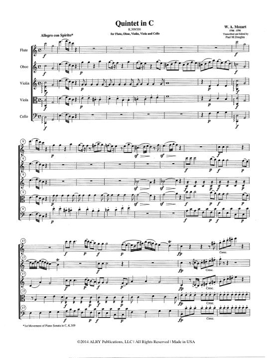 Mozart, WA :: Quintet in C Major K.309/330