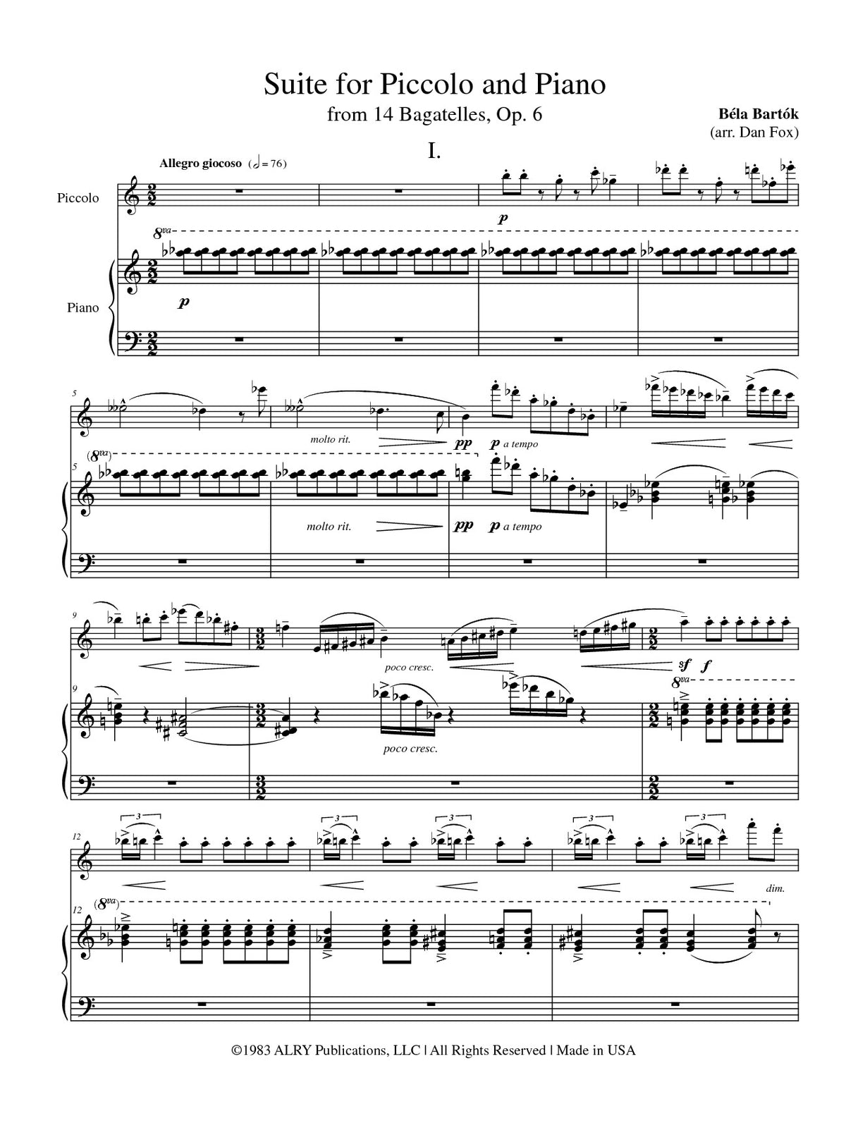 Bartok, B :: Suite for Piccolo and Piano op. 6