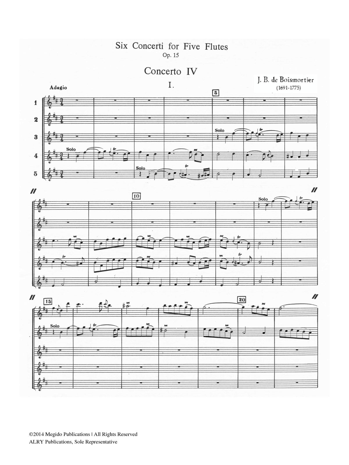 Boismortier, JB :: Six Concerti for Five Flutes, Op. 15 - Volume II: Concerti 4-6