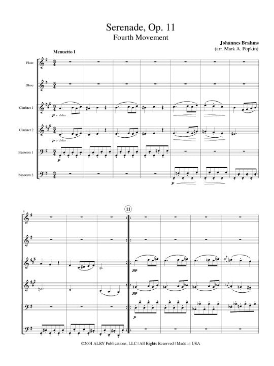 Brahms, J :: Serenade, Op. 11: Fourth Movement