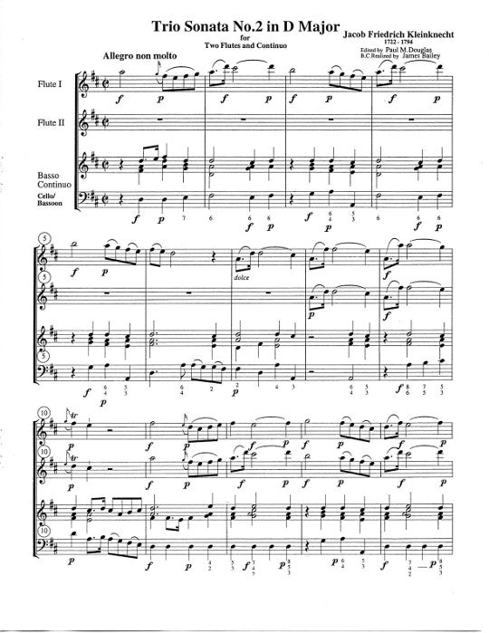 Kleinknecht, JF :: Six Trio Sonatas: Volume 1