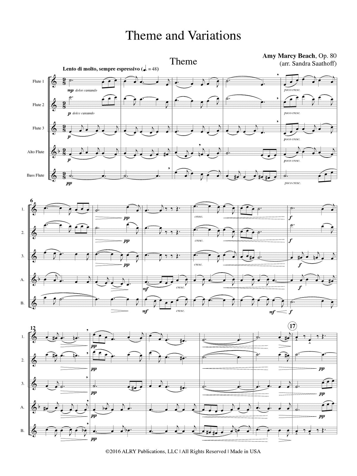 Beach, AM :: Theme and Variations Op. 80