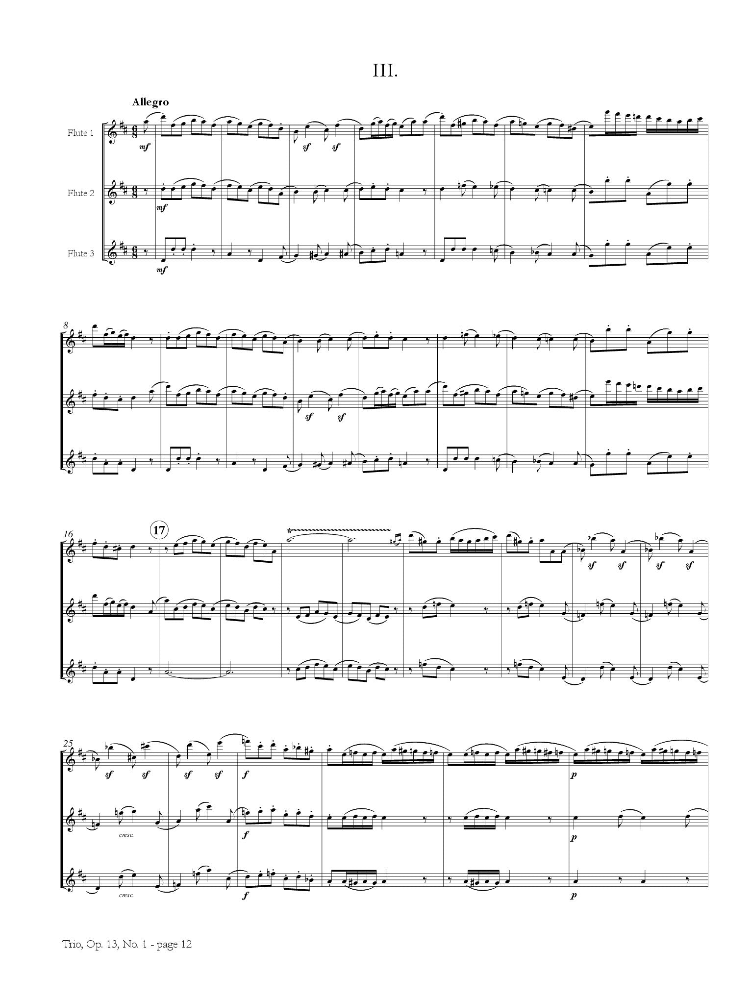 Kuhlau, F :: Trio No. 1 in D Major, Op. 13