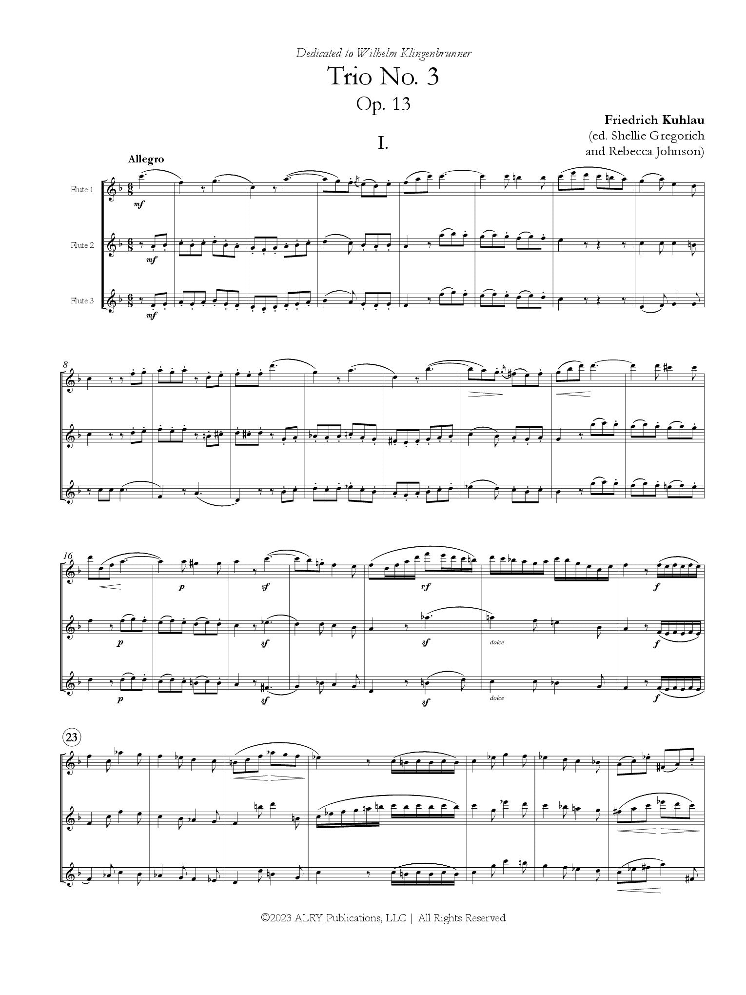 Kuhlau, F :: Trio No. 3 in F Major, Op. 13