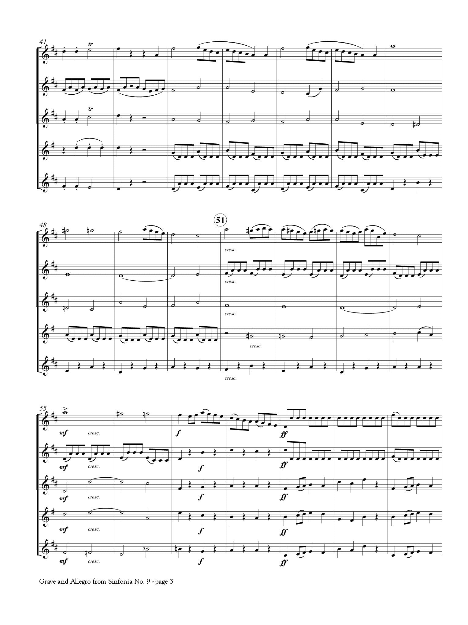 Mendelssohn, F :: Grave and Allego (from Sinfonia No. 9, MWV N9)