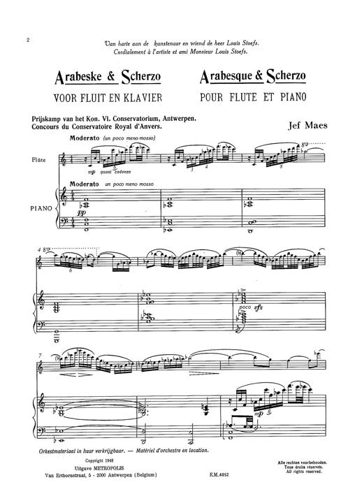 Maes, J :: Arabesque et Scherzo