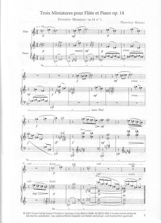 Mulsant, F :: Troix Miniatures op. 14