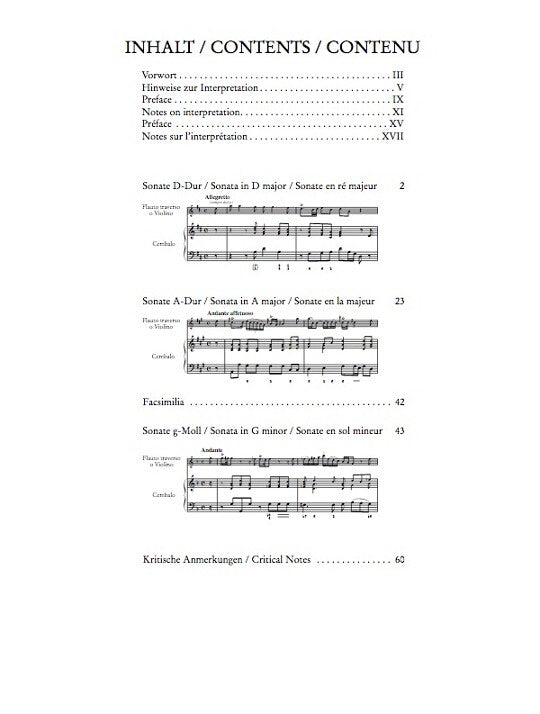 Richter, FX :: Sonaten fur Flote (Violine), Cembale und Violoncello (ad lib.)
