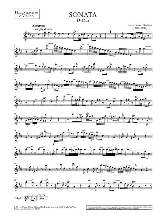 Richter, FX :: Sonaten fur Flote (Violine), Cembale und Violoncello (ad lib.)