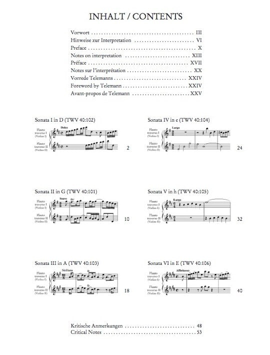 Telemann, G :: Sonaten fur zwei Floten (Violinen) op. 2