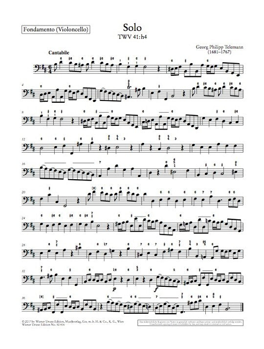 Telemann, GP :: Sonate fur Flote und Basso continuo (Tafelmusik I, 5 - TWV 41:h4)
