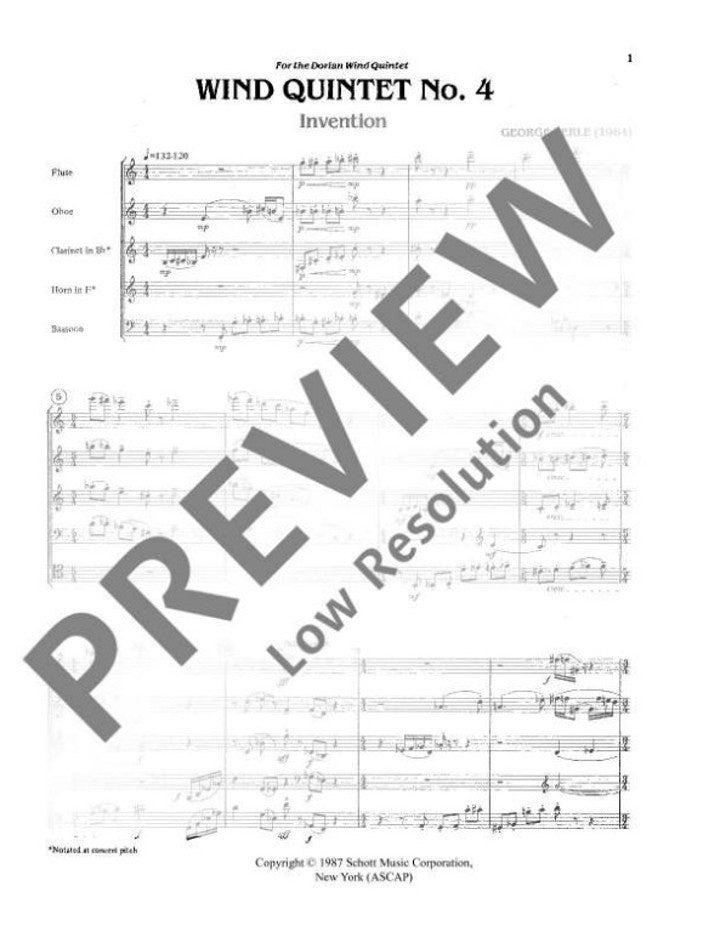 Perle, G :: Wind Quintet No. 4