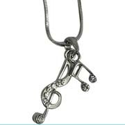 Small Rhinestone Treble Clef with Sixteenth Notes Necklace