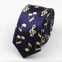 Neck Tie - Skinny Navy with Gold Music Notes
