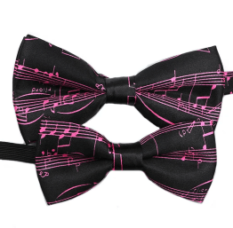 Bow Tie - Black with Pink Manuscript