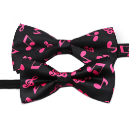 Bow Tie - Black with Pink Music Notes
