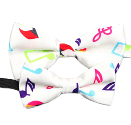 Bow Tie - White with Multicolor Music Notes