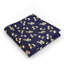 Handkerchief - Navy with Gold Music Notes