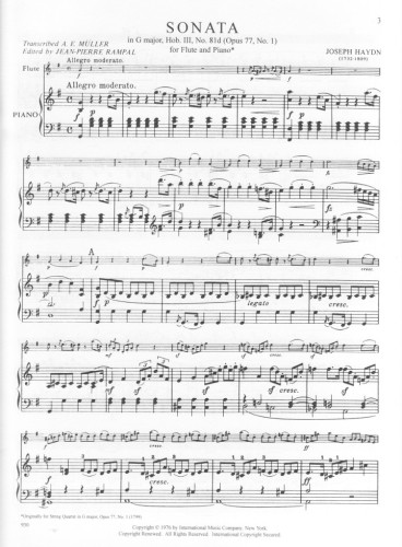 Haydn, J :: Sonata in G Major, Hob. III, No. 81d (Opus 77, No. 1)