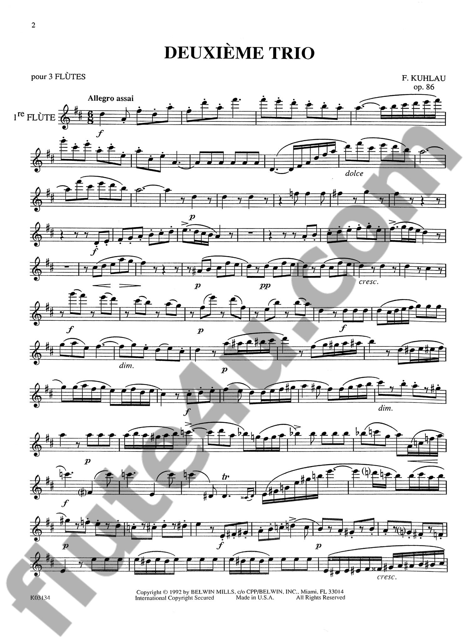 Kuhlau, F :: Three Grand Trios op. 86 Volume II (D Major)