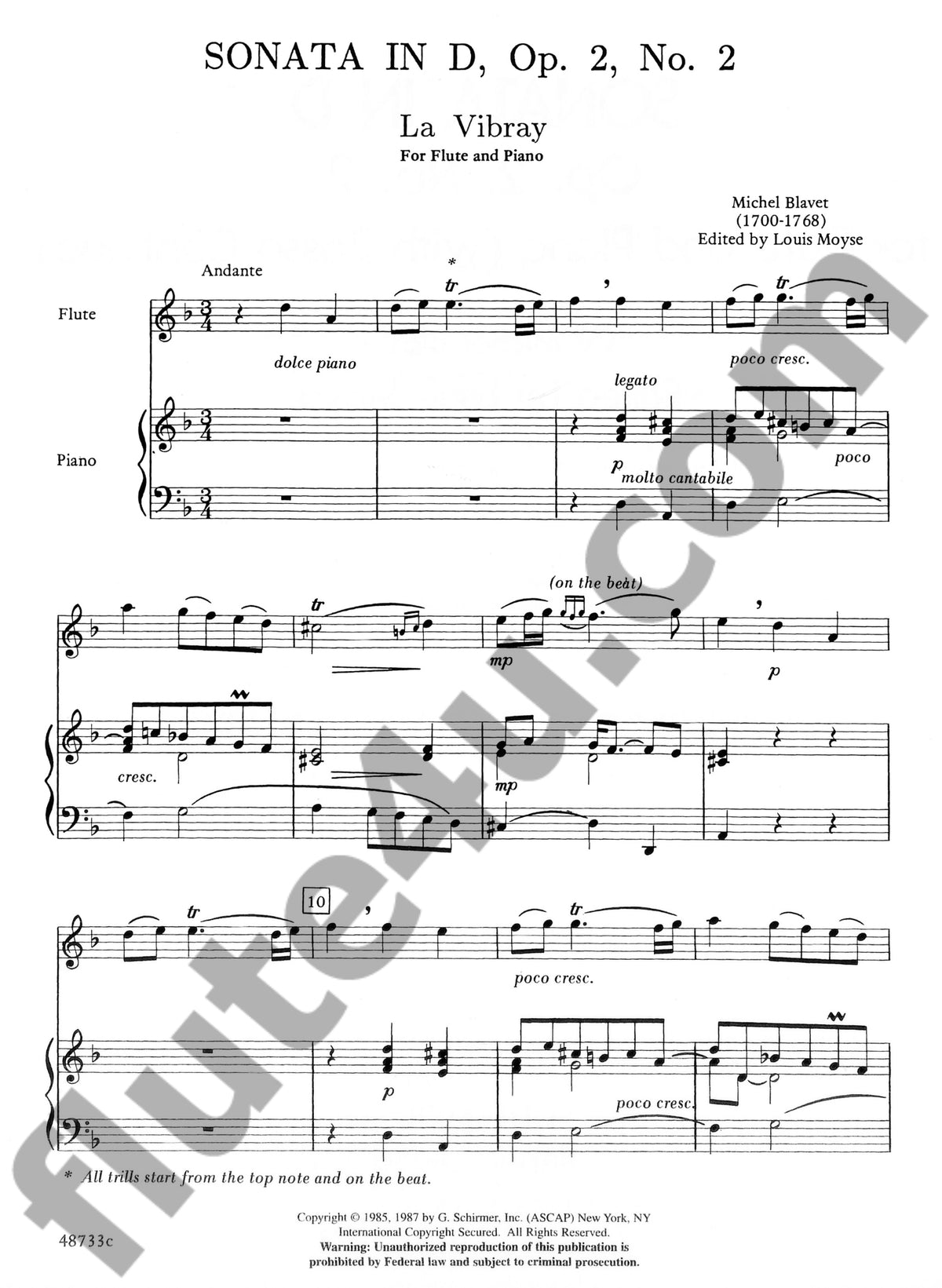 Blavet, M :: Sonata in D op. 2, No. 2