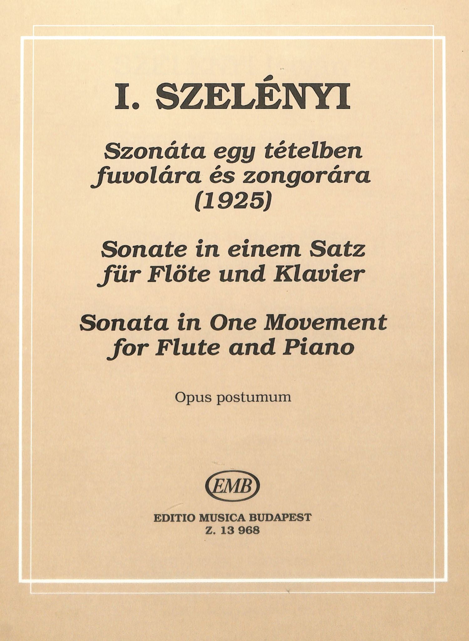 Szelenyi, I :: Szonata egy tetelben [Sonata in One Movement]