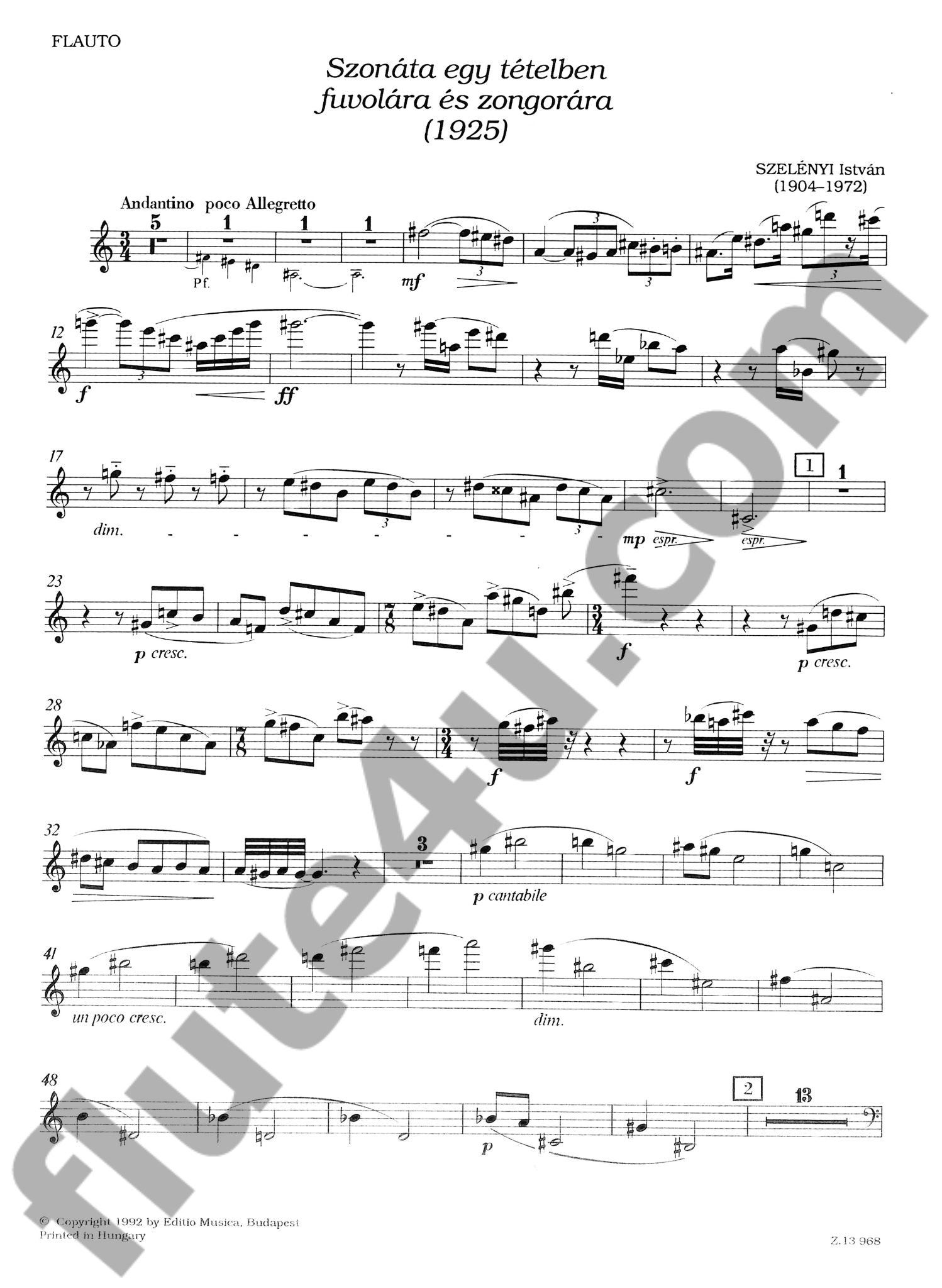 Szelenyi, I :: Szonata egy tetelben [Sonata in One Movement]