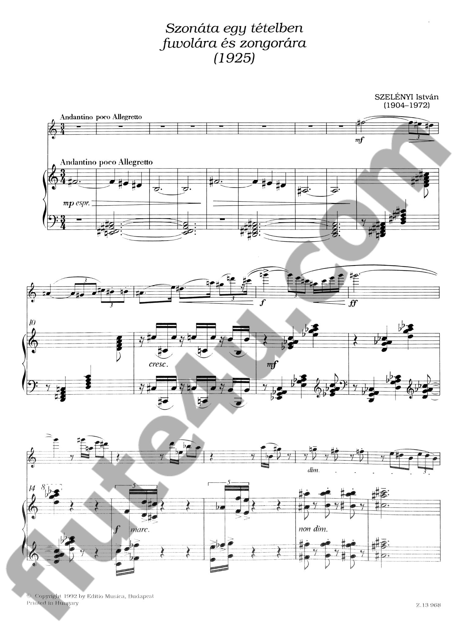 Szelenyi, I :: Szonata egy tetelben [Sonata in One Movement]