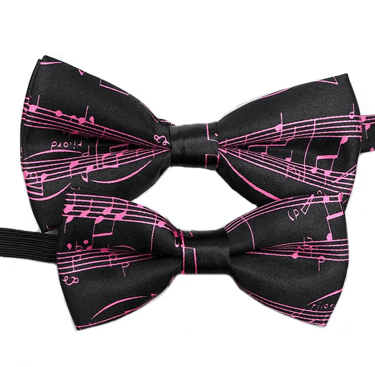 Bow Tie - Black with Pink Manuscript