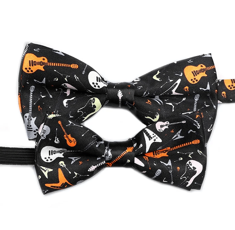 Bow Tie - Black with Multicolor Guitars