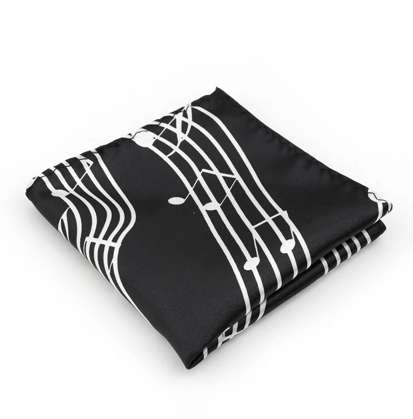 Handkerchief - Black with White Swirl Music Staff