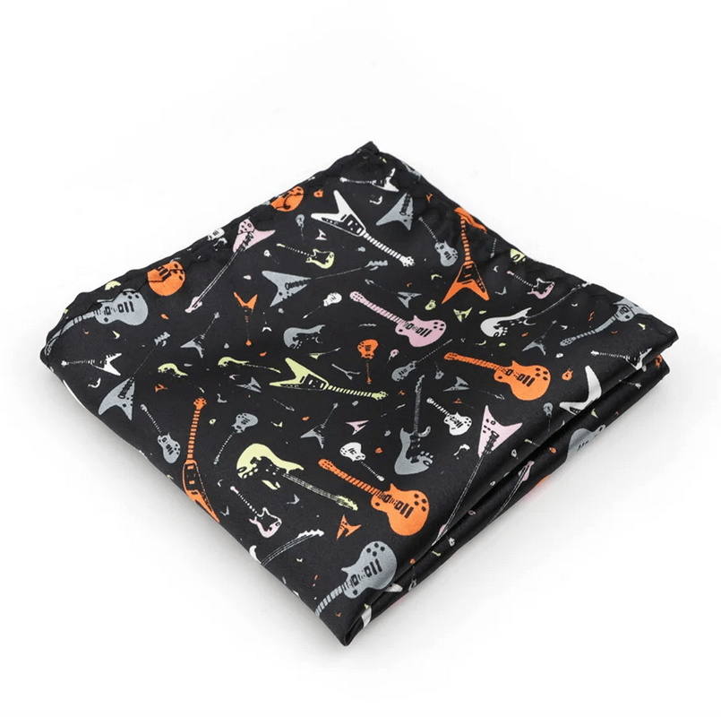 Handkerchief - Black with Multicolor Guitars