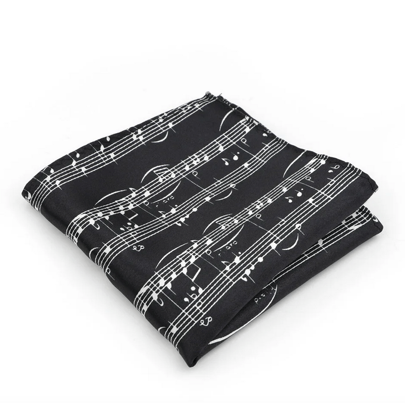 Handkerchief - Black with White Manuscript