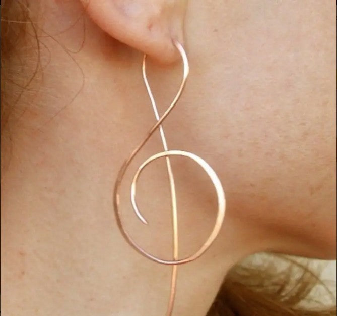 Earrings - Hanging Gold Treble Clef