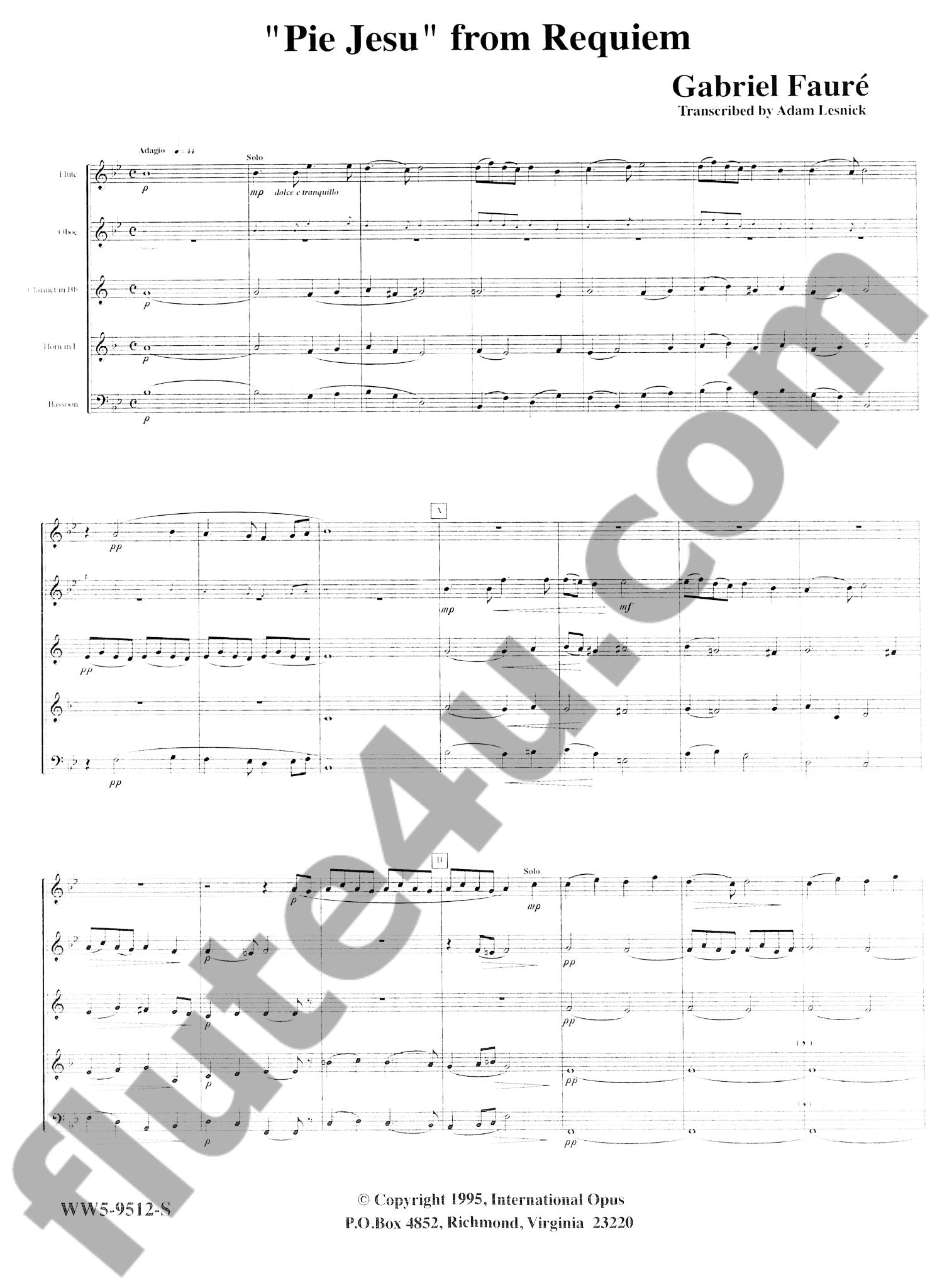 Faure, G :: Pie Jesu from Requiem