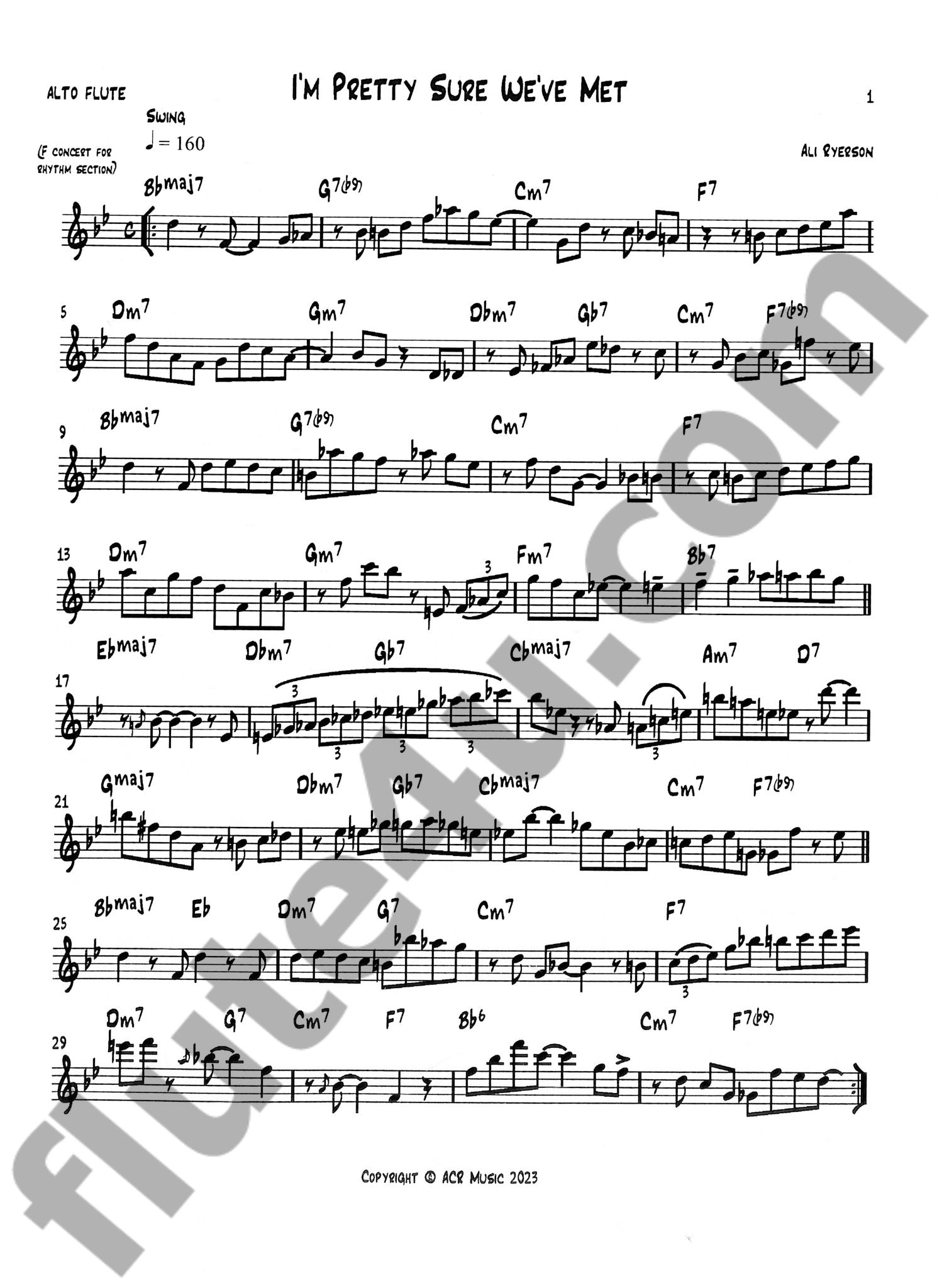 Ryerson, A :: Ali's Jazz Solos, Vol. 1 for Alto Flute